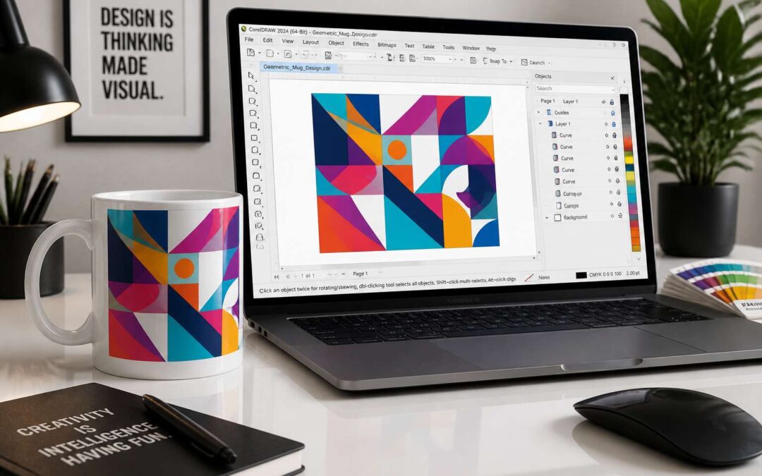 Master mug printing design cdr with simple steps.